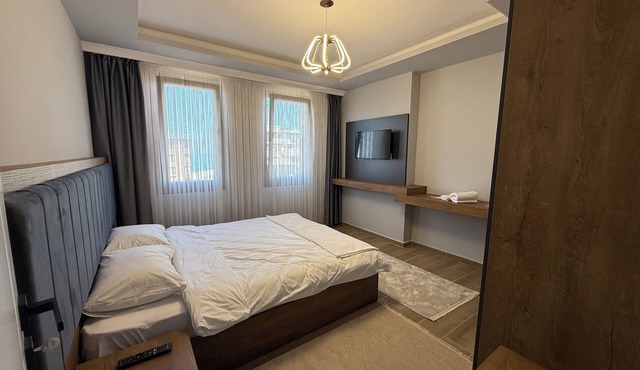 Modern 1+1 Daire - Otel konforunda eşyalı ve mutfaklı geniş alanlı daire