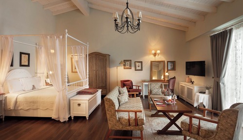 Suite with Fireplace & Forest View